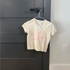 Brandy Melville John Galt Women’s Baby Tee 28 Cream & Pink 1SZ NWT!